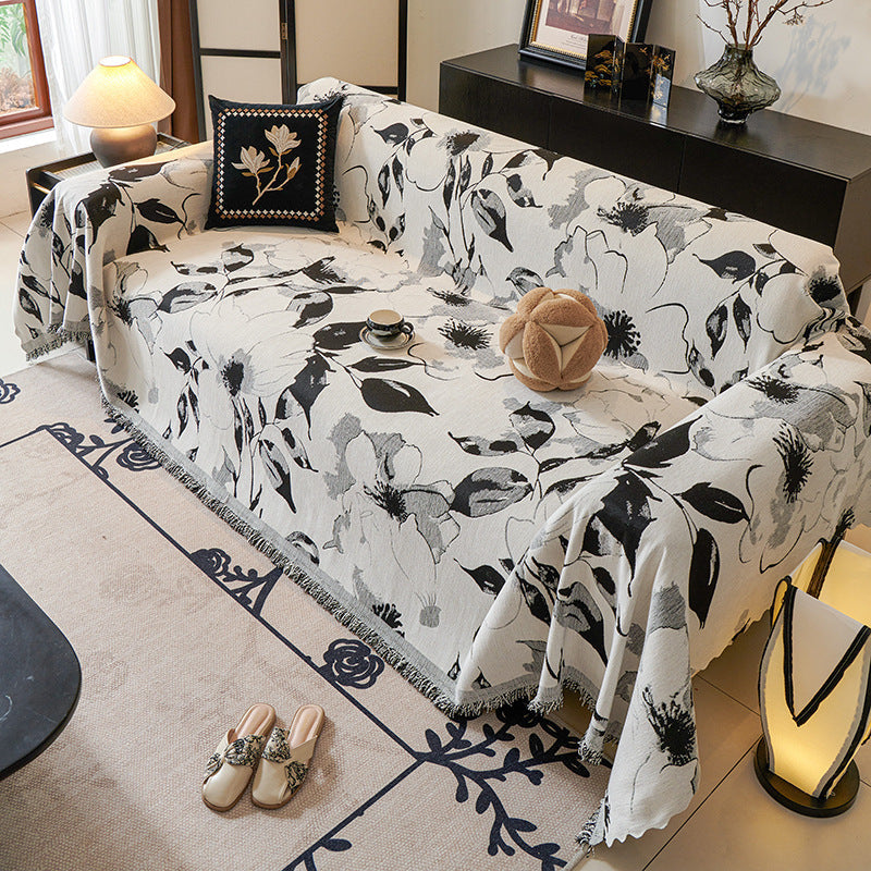 KTX-505875 Advanced Sense Four Seasons Universal Chenille Sofa Cover - Floral & Striped Designs in Multiple Sizes