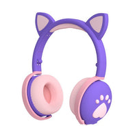 HKM-505875 Cute Cat Ear Wireless Bluetooth Headset with 48-Hour Playtime and USB Charging