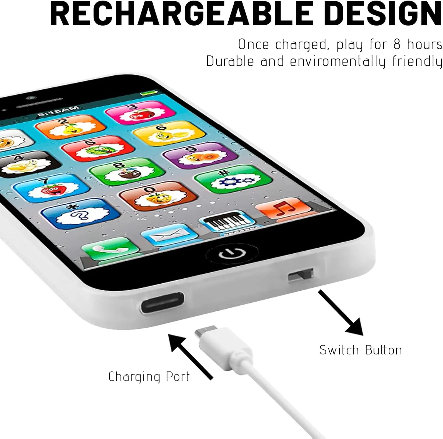 Smart Musical Learning Mobile Phone Toy for Infants and Toddlers, 0-7 Years