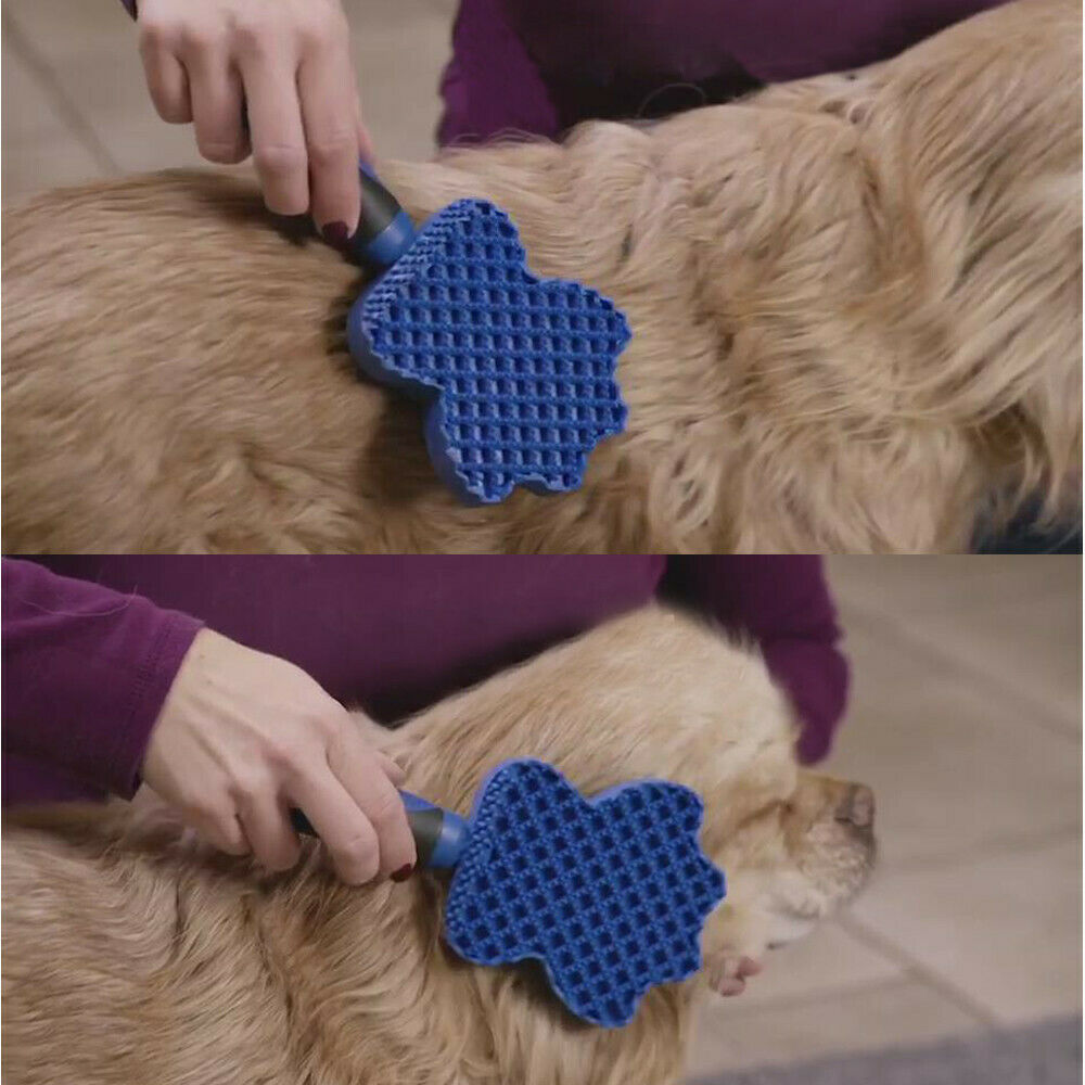 HKM-506067 Gentle Pet Grooming Brush with Silicone Bristles and Shampoo Comb