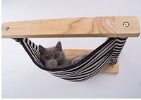 HKM-506131 Wall-Mounted Wooden Cat Hammock for Cozy Relaxation