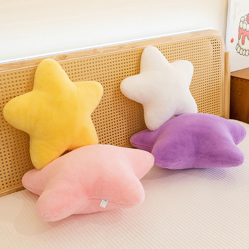 HKM-506259 Star Shaped Decorative Throw Pillow, 15in Soft Faux Rabbit Fur Plush Cushion for Sofa and Bedroom Decor