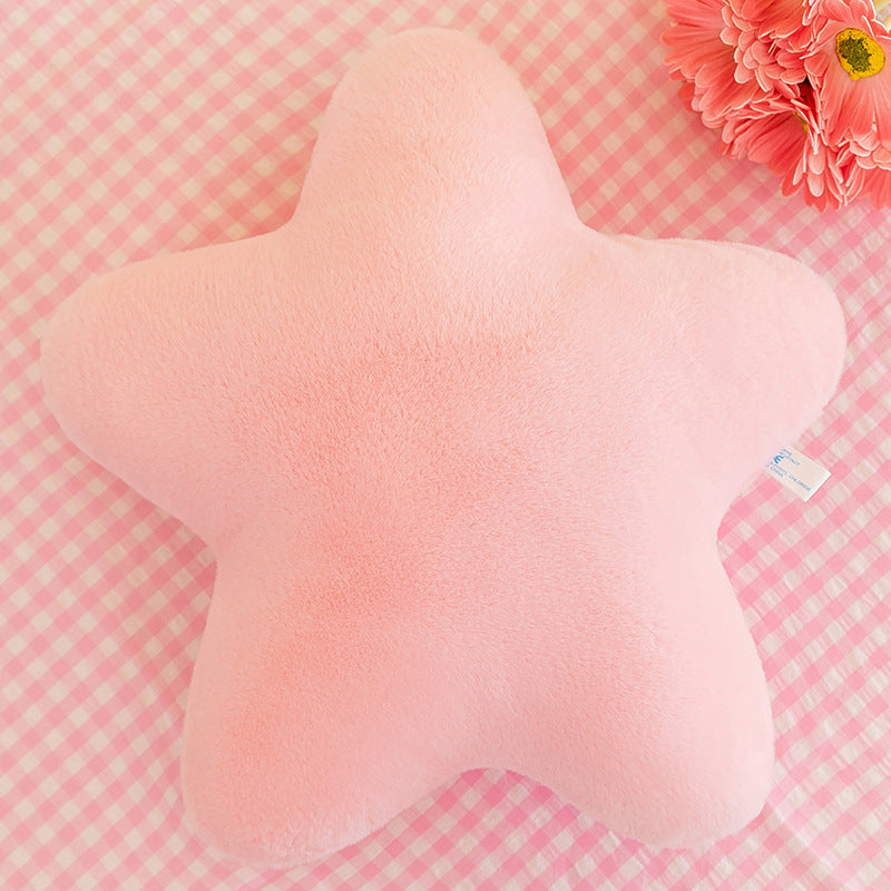 HKM-506259 Star Shaped Decorative Throw Pillow, 15in Soft Faux Rabbit Fur Plush Cushion for Sofa and Bedroom Decor