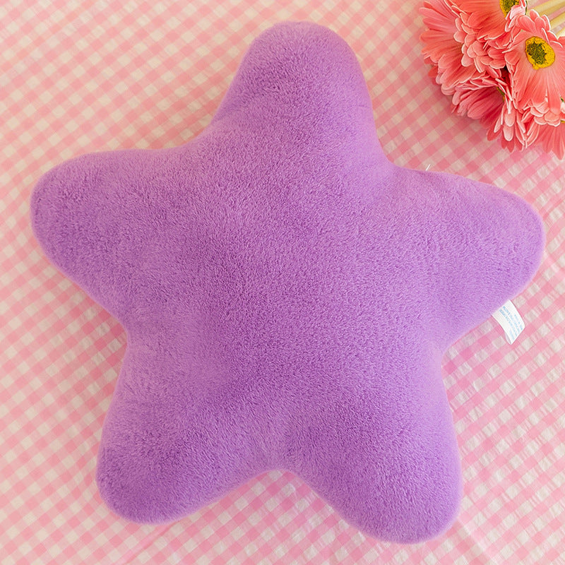HKM-506259 Star Shaped Decorative Throw Pillow, 15in Soft Faux Rabbit Fur Plush Cushion for Sofa and Bedroom Decor