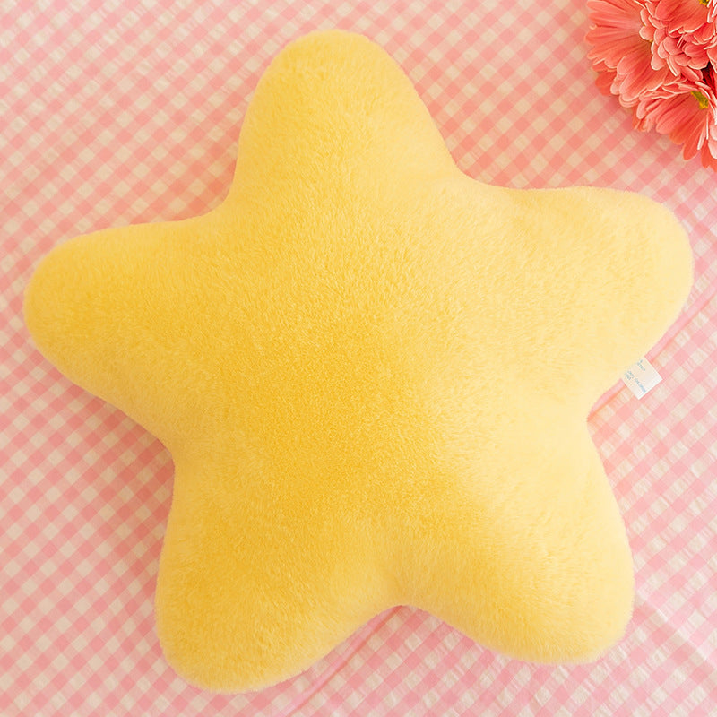 HKM-506259 Star Shaped Decorative Throw Pillow, 15in Soft Faux Rabbit Fur Plush Cushion for Sofa and Bedroom Decor
