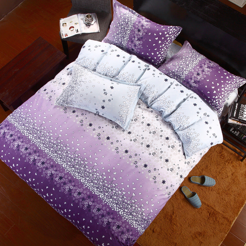 HKM-506451 Korean Cute Style Velvet Quilt Set in Plant and Flower Design for 1.8m Beds - 4 Pieces