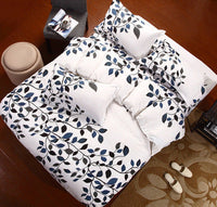 HKM-506451 Korean Cute Style Velvet Quilt Set in Plant and Flower Design for 1.8m Beds - 4 Pieces