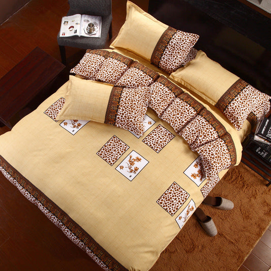 HKM-506451 Korean Cute Style Velvet Quilt Set in Plant and Flower Design for 1.8m Beds - 4 Pieces