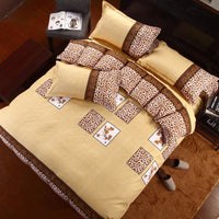 HKM-506451 Korean Cute Style Velvet Quilt Set in Plant and Flower Design for 1.8m Beds - 4 Pieces