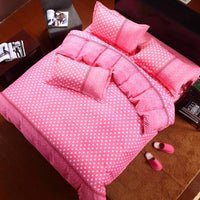HKM-506451 Korean Cute Style Velvet Quilt Set in Plant and Flower Design for 1.8m Beds - 4 Pieces