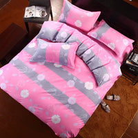 HKM-506451 Korean Cute Style Velvet Quilt Set in Plant and Flower Design for 1.8m Beds - 4 Pieces