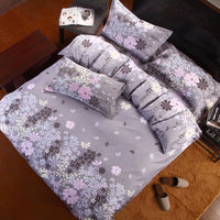 HKM-506451 Korean Cute Style Velvet Quilt Set in Plant and Flower Design for 1.8m Beds - 4 Pieces