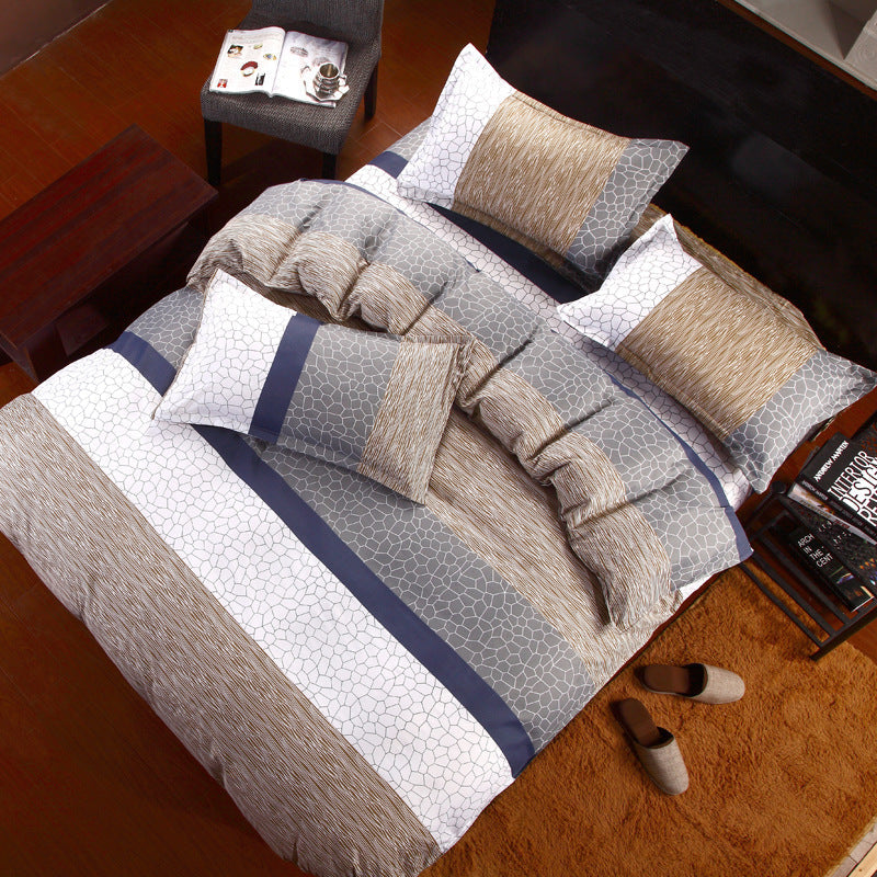 HKM-506451 Korean Cute Style Velvet Quilt Set in Plant and Flower Design for 1.8m Beds - 4 Pieces