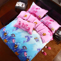 HKM-506451 Korean Cute Style Velvet Quilt Set in Plant and Flower Design for 1.8m Beds - 4 Pieces