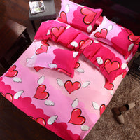 HKM-506451 Korean Cute Style Velvet Quilt Set in Plant and Flower Design for 1.8m Beds - 4 Pieces