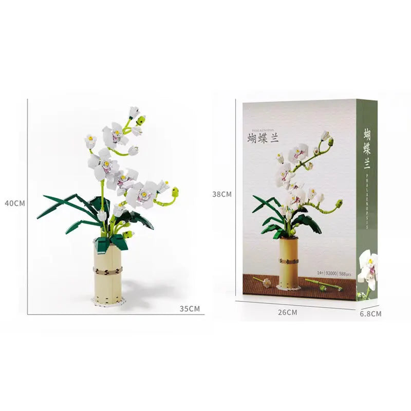 HKM-506707 Flower Building Blocks Set for Girls - DIY Puzzle Assembly Educational Toy for Kids 14+