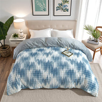 HKM-506963 Reversible Blue Camo Plush Comforter Set - Ultra Soft All-Season Bedding for Modern Bedrooms