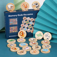 HKM-506963 Wooden Memory Game for Kids - Animal and Fruit Theme for Cognitive Development and Focus Training
