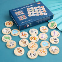 HKM-506963 Wooden Memory Game for Kids - Animal and Fruit Theme for Cognitive Development and Focus Training
