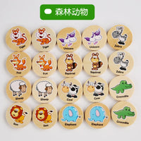 HKM-506963 Wooden Memory Game for Kids - Animal and Fruit Theme for Cognitive Development and Focus Training