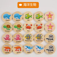 HKM-506963 Wooden Memory Game for Kids - Animal and Fruit Theme for Cognitive Development and Focus Training
