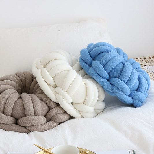 HKM-507027 Knotted Ring Donut Pillow - Solid Color Options in White, Red, Orange Powder, Sky Blue, Iron Gray, Camel Gray, 39cm Diameter