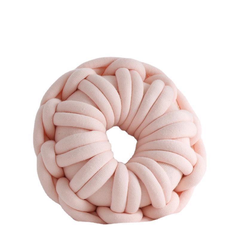 HKM-507027 Knotted Ring Donut Pillow - Solid Color Options in White, Red, Orange Powder, Sky Blue, Iron Gray, Camel Gray, 39cm Diameter