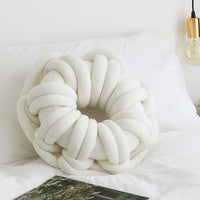 HKM-507027 Knotted Ring Donut Pillow - Solid Color Options in White, Red, Orange Powder, Sky Blue, Iron Gray, Camel Gray, 39cm Diameter