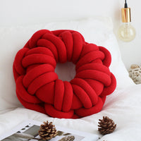 HKM-507027 Knotted Ring Donut Pillow - Solid Color Options in White, Red, Orange Powder, Sky Blue, Iron Gray, Camel Gray, 39cm Diameter