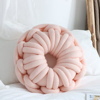 HKM-507027 Knotted Ring Donut Pillow - Solid Color Options in White, Red, Orange Powder, Sky Blue, Iron Gray, Camel Gray, 39cm Diameter