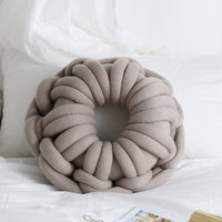 HKM-507027 Knotted Ring Donut Pillow - Solid Color Options in White, Red, Orange Powder, Sky Blue, Iron Gray, Camel Gray, 39cm Diameter