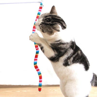 HKM-507155 Interactive Cat Wand with Plush Teaser Toy in Vibrant Colors for Engaging Playtime