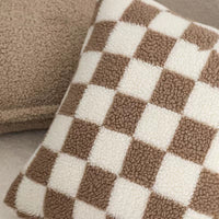 HKM-507283 Double-Sided Checkerboard Pillowcase in Green and Coffee for Living Room or Bedroom
