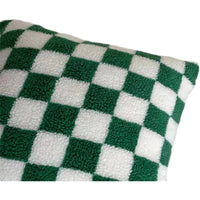 HKM-507283 Double-Sided Checkerboard Pillowcase in Green and Coffee for Living Room or Bedroom