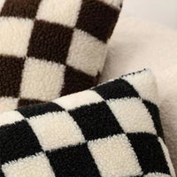 HKM-507283 Double-Sided Checkerboard Pillowcase in Green and Coffee for Living Room or Bedroom