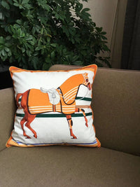 HKM-507347 Velvet Double-Sided Printed Geometric Horse Head Pillow Case, 45cm