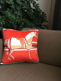 HKM-507347 Velvet Double-Sided Printed Geometric Horse Head Pillow Case, 45cm