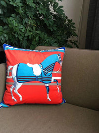 HKM-507347 Velvet Double-Sided Printed Geometric Horse Head Pillow Case, 45cm