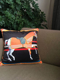 HKM-507347 Velvet Double-Sided Printed Geometric Horse Head Pillow Case, 45cm