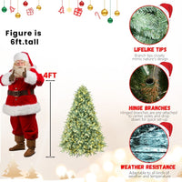 HKM-507411 Green PE/PVC Christmas Tree with Warm White LED Lights - Available in Multiple Heights (4ft to 9ft)