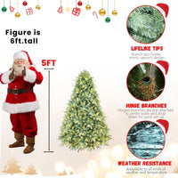 HKM-507411 Green PE/PVC Christmas Tree with Warm White LED Lights - Available in Multiple Heights (4ft to 9ft)