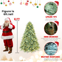 HKM-507411 Green PE/PVC Christmas Tree with Warm White LED Lights - Available in Multiple Heights (4ft to 9ft)