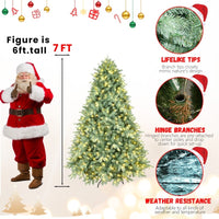HKM-507411 Green PE/PVC Christmas Tree with Warm White LED Lights - Available in Multiple Heights (4ft to 9ft)
