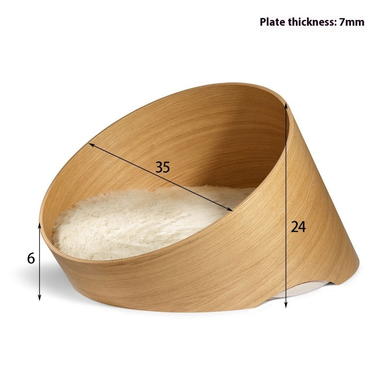 HKM-507411 Solid Wood Indoor Cat Bed and Cage - Four Seasons Design, 35cm & 50cm Diameter