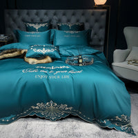 HKM-507603 Luxury Cotton Jacquard Geometric Bedding Set - 4-Piece for 1.8m Beds