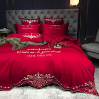 HKM-507603 Luxury Cotton Jacquard Geometric Bedding Set - 4-Piece for 1.8m Beds