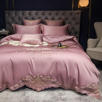 HKM-507603 Luxury Cotton Jacquard Geometric Bedding Set - 4-Piece for 1.8m Beds