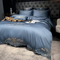 HKM-507603 Luxury Cotton Jacquard Geometric Bedding Set - 4-Piece for 1.8m Beds