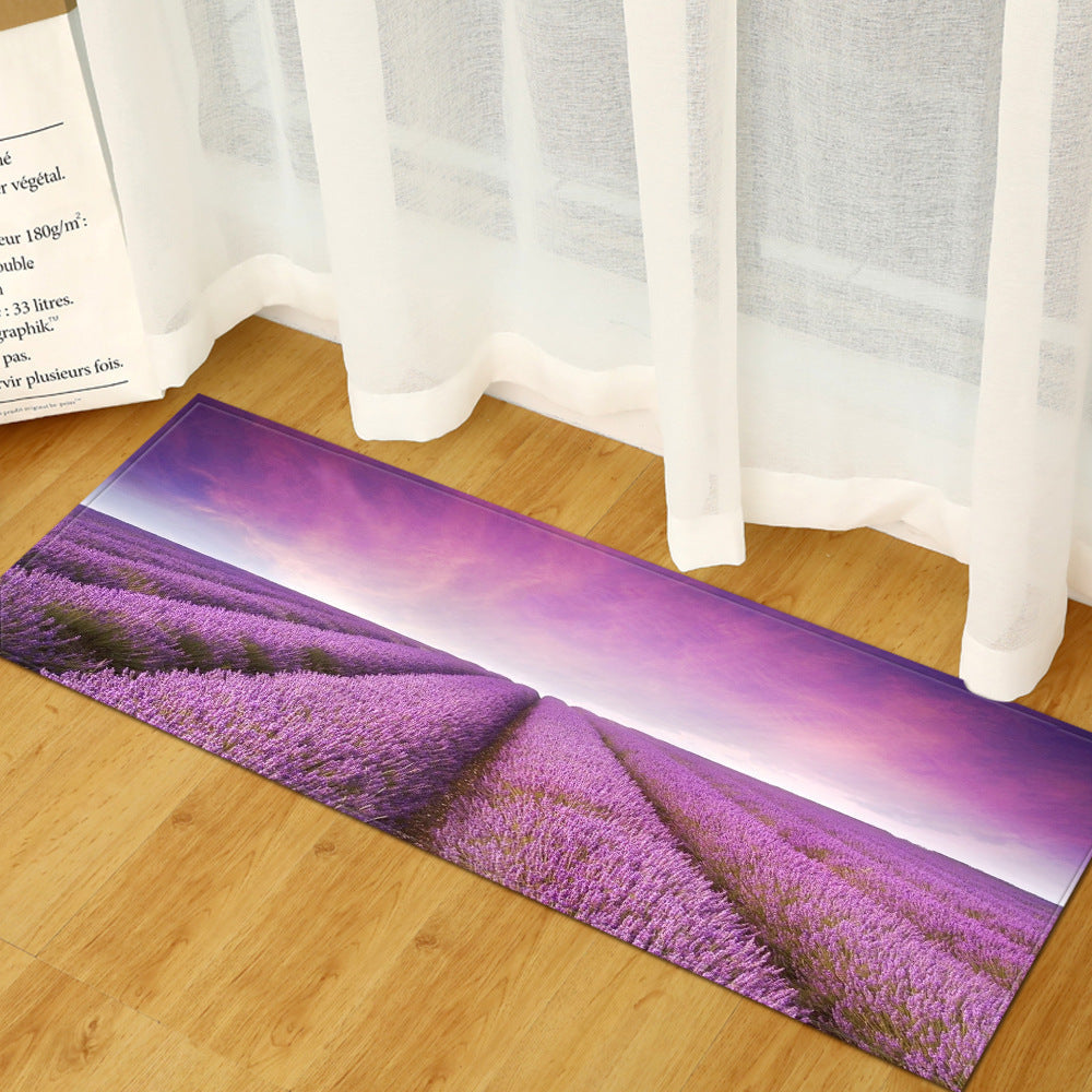 HKM-507667 Customized Non-Slip Landscape Bathroom and Kitchen Carpet - Polyester Fiber, Multiple Sizes
