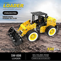 HKM-507859 Construction Vehicle Model Metal Building Block Set - DIY Excavator Assembly Toy for Kids 8 Years & Up